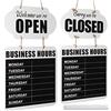 Jetec Lavagna da Appendere con Orario di Lavoro Cartello con Open Closed Lavagne di Benvenuto in Legno Cartello Bifacciale per Porta di Ristorante con Penna Cancellabile per Fiorista (Bianco)