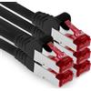 1aTTack.de - 5x 0,5 m cavo patch CAT6 S/FTP PIMF schermatura CAT.6 cavo di rete RJ45 cavo Ethernet DSL router LAN switch modem pannello patch - nero - 5 pezzi