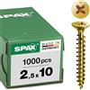 Spax 1081020350123 - Vite universale, testa svasata, taglio a croce, T-STAR plus, 4CUT, filettatura piena, zincato passivato giallo A2L, 0/1030/021/2,5/10/ /01