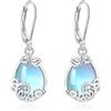 EUDORA Harmony Ball S925 Orecchini in Argento Sterling con Pietra di Luna per Donna, Orecchini a Monachella a Goccia in Filigrana Orecchini Pendenti con Pietra di Luna per Mamma Moglie