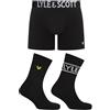 Lyle & Scott Creed - Set da uomo con boxer e 2 paia di calzini sportivi, set di biancheria intima e calzini, taglia UK 7-11, Nero , L