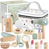 GAGAKU Set di trucchi in legno per ragazze dai 3 anni in su, con accessori realistici come rossetto e specchio, perfetto per bambini