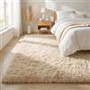 BEIMOTappeto per soggiorno grande, 160 x 230 cm, beige, morbido in finta pelliccia, non perde pelo, moderno antiscivolo
