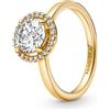 PANDORA Timeless - Anello punto luce scintillante rotondo, placcato in oro 14k, con pietre di zirconia cubica incolori