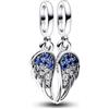 The Charmery 2 ciondoli scintillanti a forma di ali d'angelo, in argento Sterling 925, compatibile con ciondoli Pandora e molti altri braccialetti con ciondoli del Regno Unito.