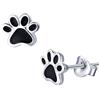 CLEVER SCHMUCK Orecchini in argento a forma di zampa di cane, 7 mm, laccati in nero lucido, in argento Sterling 925, con astuccio rosa