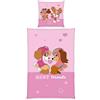 Herding Paw Patrol Biancheria da letto, motivo reversibile, 80 x 80 cm + 135 x 200 cm, con abbottonatura, 100% cotone, rosa