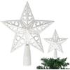 SHATCHI Puntale per albero di Natale a forma di stella glitterata bianca da 14,5 cm, infrangibile, per decorazioni per albero di Natale, albero di Natale, corona e ornamento per le vacanze