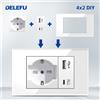 DELEFU Presa Italiana Lavagna FAI DA TE USB Tipo C Interruttore Campanello 45A 20A Tenda Telefono CAT5 TV HDMI SAT Smart Bianco
