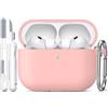 R-fun Custodia per Airpods Pro 3 (2025), custodia protettiva in silicone morbido compatibile con Apple AirPods Pro 3 generazione per donne e uomini con kit di pulizia/portachiavi,Rosa sabbia