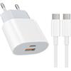 Samneer Caricabatterie rapido da 25W con cavo di ricarica rapida da 1,8 m Compatibile con:iPad,iPhone17,16,15 Pro/Max Potenza intelligente:25W/20W/18W/12W/10W/5W Ricarica i dispositivi in tutta sicurezza