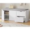 LVB Panchina Scarpe con Cassetto e Seduta Imbottita, Contenitore Multiuso per Ingresso, Soggiorno, 150kg, 101x45x34cm, Bianco