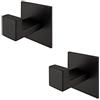 Melairy Gancio Quadrato Autoadesivo In Acciaio Inox 304 Per Bagno Opaco Per Cappotto Porta Accessori Da Bagno Senza Viti 2PCS (Nero)