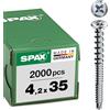 SPAX FEX 35704012501471K1 - Viti combinate, 4,2 x 35 mm, 2000 pezzi, verricello combinato, testa svasata, a croce H2, punta di trapano, titanio argento
