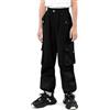 KAKU NANU Pantaloni Cargo da ragazza Vita elastica con tasche multiple, Nero , 7-8 Anni