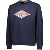 Bear Felpa Uomo Girocollo Stampa Logo Frontale a Contrasto Surfboard (L, Blu Navy)