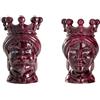 BEVILACQUA SET DI 2 TESTE DI MORO, CERAMICA ARTIGIANALE SICILIANA BORDEAUX, 40 cm - h 40 x 26 x 26 cm