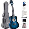 Winzz Ukulele Concerto Principianti, 23 Pollici Ukulele Adulti e Bambini 5+ Anni, Unico Ukulele Legno Set con 8 Accessori(blu vintage)