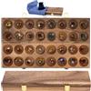 Engelhart-350600 - Mancala Doppio Deluxe Pieghevole - 75 Pietre Semipreziose - Gioco da Tavolo Africano Tradizionale - Legno di Noce 44 × 25 × 2,5 cm - Regole Incluse