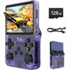 YunLone R36S Console di gioco portatile retrò, schermo HD IPS da 3,5 pollici, spazio di archiviazione 128 GB, oltre 30+ emulatori, Viola