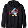 Disney Donald Duck Red Cursive Text Logo Portrait Felpa con Cappuccio