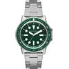 Armani Exchange Orologio da uomo, Movimento al quarzo a tre lancette e cassa da 42 mm con cinturino in acciaio, Tono argento e verde foresta