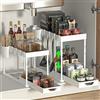 SKYSER organizer sottolavello cucina a 2 Livelli, con 4 Ganci, 8 tappetini Antiscivolo e 1 Tazza appesa organizzatore portadetersivi sotto lavello da cucina (2 confezioni, Bianco)