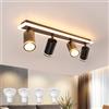 URing Faretti da Soffitto Orientabili, Plafoniera Faretti LED Soffitto 4 Luce con Luce Inferiore 14W+4x5W GU10, Bianco Caldo 3000K, Faretti da Parete Interno Nero per Cucina, Cameretta, Soggiorno