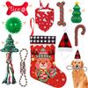 Zkaoai Costume di Natale per cani, 10 pezzi, calze natalizie, accessori per cani, giocattoli per cani, palline con effetto rumore, calze natalizie per cani di piccola taglia