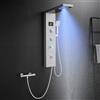KINKIBOS Colonna doccia senza rubinetto, pannello doccia a torre a 6 modalità con display LED della temperatura, pioggia e nebbia, 2 modalità di getti massaggianti per il corpo, manopola e beccuccio