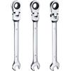 QUARKZMAN Set di 3 Chiavi a Cricchetto Flessibili 8/9/10mm Testa Girevole a 180° Chiavi a Cricchetto Metriche Combinazione 72 Denti Acciaio al Cromo Vanadio Estremità Aperta per Dadi Bulloni