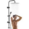 Moshiqgaol Colonna Doccia con Pioggia e Mano - Testa Pioggia Quadrata 20x20 cm - Acciaio Inox 304 Cromato - Sistema Idromassaggio - Senza Miscelatore - Per Installazione a Parete