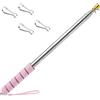 Qiuboluny Asta telescopica portatile con clip, asta per bandiera portatile, leggera, estensibile, in acciaio inox, per insegnanti, con impugnatura antiscivolo (rosa)
