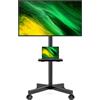 Hemudu Supporto TV da Pavimento, Porta TV da Terra Mobile per TV da 23-60 LED, LCD Pollici, Carrello Porta TV con Ruote con Ripiano, fino a 35kg, Max VESA 400x400mm