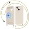 Doxxvai Custodia Magnetica con Cordino per iPhone 13, Cover Compatibile MagSafe Antiurto TPU Silicone Morbido, Tracolla Regolabile Staccabile per Collo o Spalla, Custodia per Cellulare, Bianco