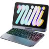 doqo Custodia tastiera per iPad mini 7/Mini 6 Generazione 2021/2024 8,3 pollici - con touchpad, retroilluminazione wireless 7 colori, 360° rotativa, custodia slim protettiva in folio (Grigio)