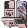 Yutwo Cover per Moto Edge 50 Neo, Custodia per Moto Edge 50 Neo Antiurto Scorrevole Protezione Fotocamera Custodia con 360°Rotante Anello Supporto Cover, Rosa