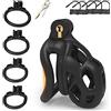 BDSMYOU Chastity Cage Gabbia per Pene Sex Toys,Bondage Gabbia di Castità per Uomo,con 4 Anelli Testicolari Arcuati,Cintura di Castità,Sexytoysys Uomo,Toys Sessuali per Uomini Schiavo (M)