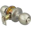 Amig - Set di maniglie a sfera | Sistema di emergenza esterno e blocco interno | Perno d'ingresso 60/70 mm | Spigolo quadrato | Ottone | Argento opaco | Porta interna da 35 a 45 mm