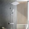 Görbach Colonna Doccia con Rubinetto Termostato, Asta Doccia Regolabile in Acciaio Inox 304, Set Doccia a Pioggia con Miscelatore, Doccetta e Soffione Doccia 30x30 cm, Cromo