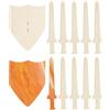NBEADS Kit Spada e Scudo in Legno, 10 Spade Medievali in Legno e 2 Scudi in Legno con Gambo A Mano da Dipingere per Progetti di Pittura Costume Medievale, Fai da Te e Artigianati, Floreale Bianco