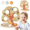 mamabrum Circuito in Legno per Palline, Albero con 4 Livelli di Discesa e 3 Sfere Colorate, Gioco Educativo per Coordinazione e Motricità Fine, Bambini da 18 mesi