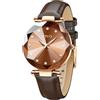 CIVO Orologio Donna Pelle Bracciale Stelle Analogico Quarzo Elegante Regalo D-1 Marrone