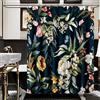 Amaredom Tenda da Doccia Floreale Nera, Tenda da Doccia con Fiori Colorati per Bagno, Set di Tende da Doccia Impermeabili in Tessuto con 12 Ganci, 182,9 x 182,9 cm