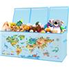 decalsweet Contenitore Giochi Bambini Extra Large con Coperchio Ribalta, Scatole Porta Giochi Pieghevole Oxford, Baule Portagiochi Impermeabile per Ragazze Ragazzi, 96×32×40cm(Mappa dei Dinosauri)