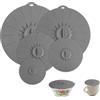 Elegance-go Coperchi in Silicone,5 Pezzi Coperchio Microonde Coperchi in Silicone per Microonde con Ventosa Coperchi a Ventosa per Ciotole,Piatti,Pentole,Forno e Frigorifero (Grigio,5 Misure)