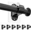 WEKIWGOT Ganci per Tende Senza Bucare, Ganci Adesivi per Tende con Viti - Staffa/Supporto per Barre per Tende per Bagno, Cucina, Soggiorno, Camera da Letto (Nero 6 Pezzi)