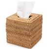 XIMISISE Scatola per fazzoletti in Rattan Quadrato, Scatola per Salviette in Vimini, Scatola da Fazzoletti Intrecciato Decorativa per Bagno, Soggiorno, Cucina, Camera da Letto (Naturale)