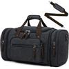 Outplea Borsa da Viaggio Espandibile per Uomo, 35-40L Borsa Vintage Grande per Weekend e Pernottamento, Impermeabile Borsone Palestra Sportivo in Tela, Nero