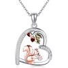 JERWLI Collana con ciondolo a forma di cuore in argento Sterling 925, regalo per donne, ragazze, San Valentino, regali di Natale, 23mm * 19.6mm, Argento sterling, Zirconia cubica